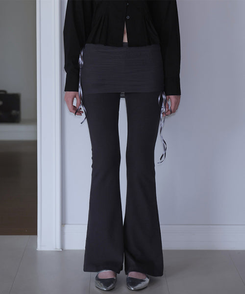 Sha Layered Boots Cut Pants [Charcoal]