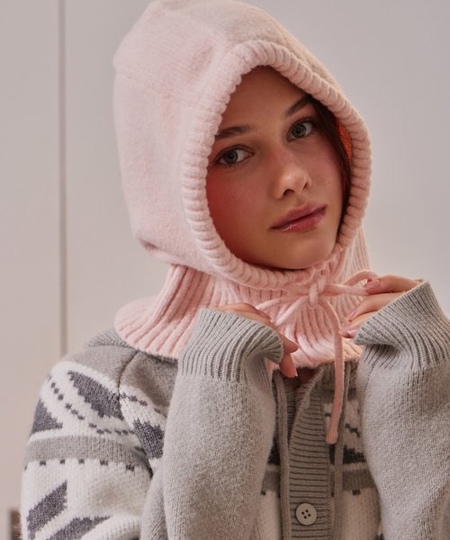 Soft Knit Hood Balaclava Pink