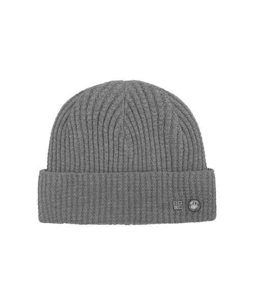 SMILE CUBE RIVET WAFFLE BEANIE - GREY