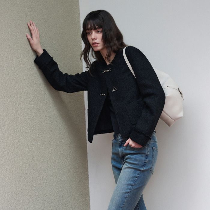 [Pre-order delivery on March 31st] Hook tweed jacket [BLACK]