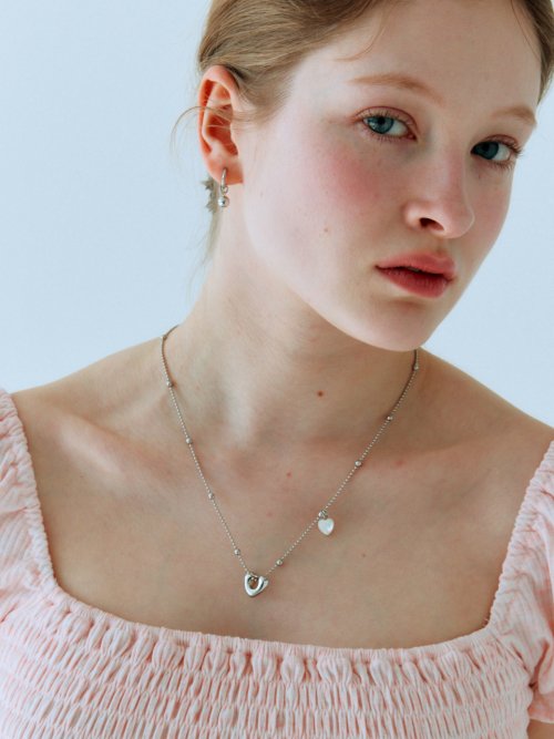 PEARLY MORE Silver Heart Ball Chain Necklace - Review | MUSINSA