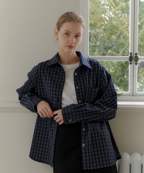 CHECK OVER SHIRT_NAVY