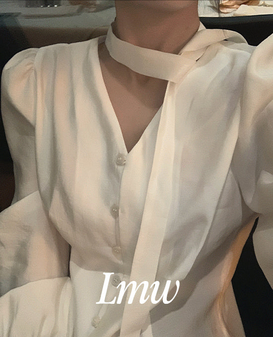 Merry-round [Spring 🌸][l.m.w] Handel V-neck tie (bl)