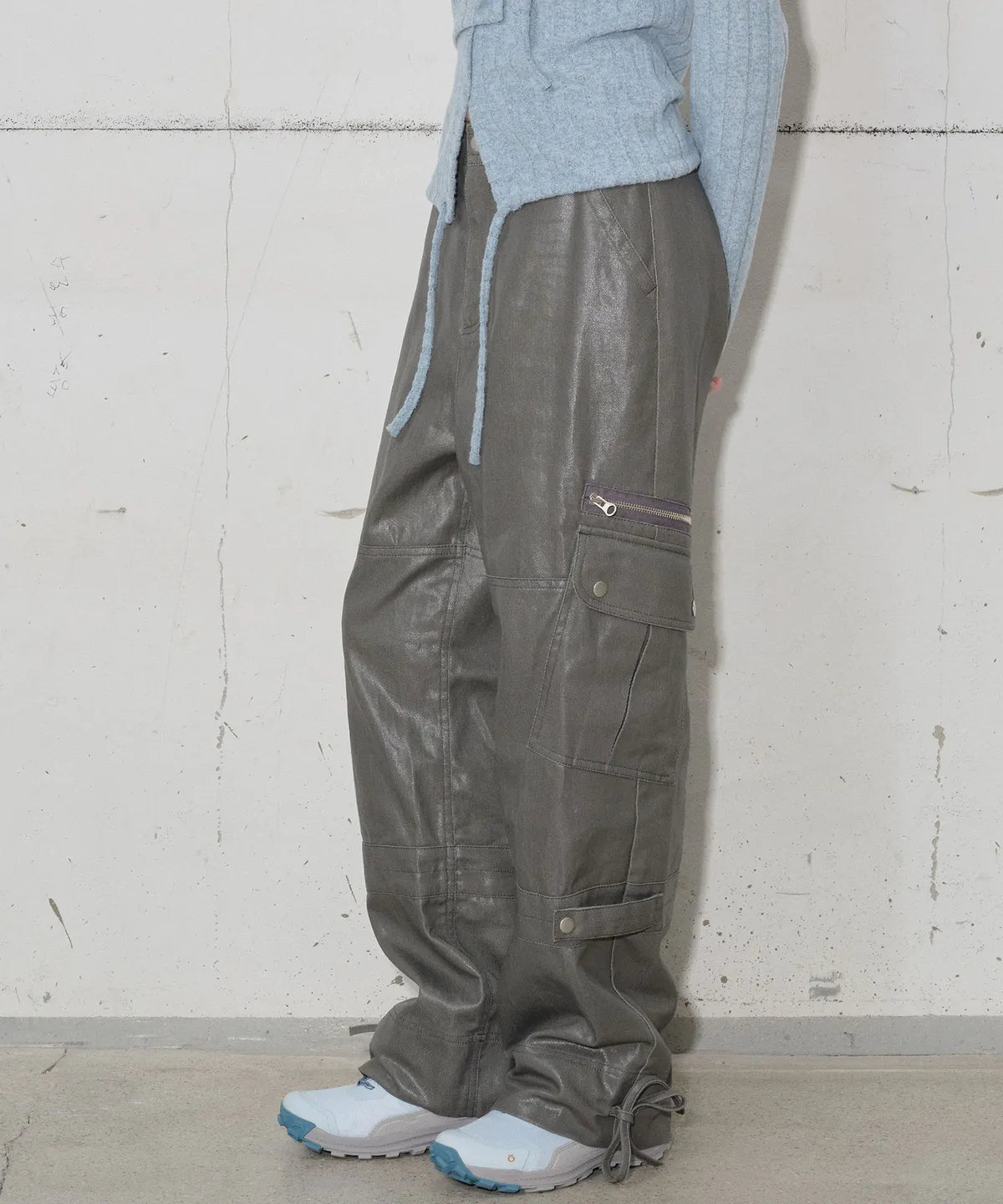 Coated Snap Pants [Charcoal]