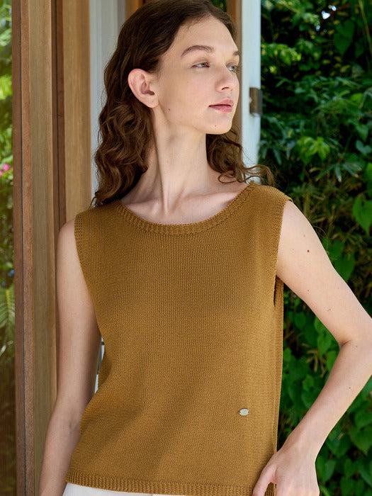 Fisherman sleeveless knitwear mustard VW189