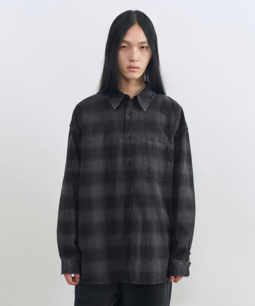 INSILANCE Destroyed Dining Check Shirt WASHED BLACK - Size & Review | Musinsa
