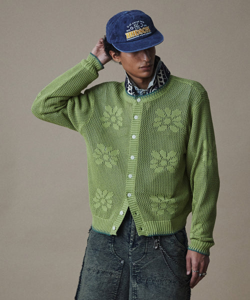 PENFIELD Flower Pattern Long Sleeve Knit Cardigan Green_FR2KJ03U - Size & Late Period | Musinsa