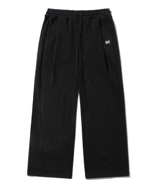 TWO TUCK WIDE TAG SWEAT PANTS - BLACK