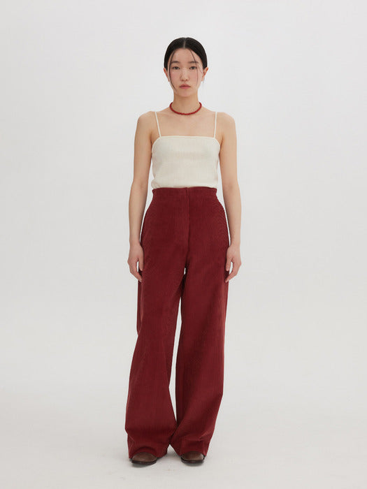 brick red corduroy button pants