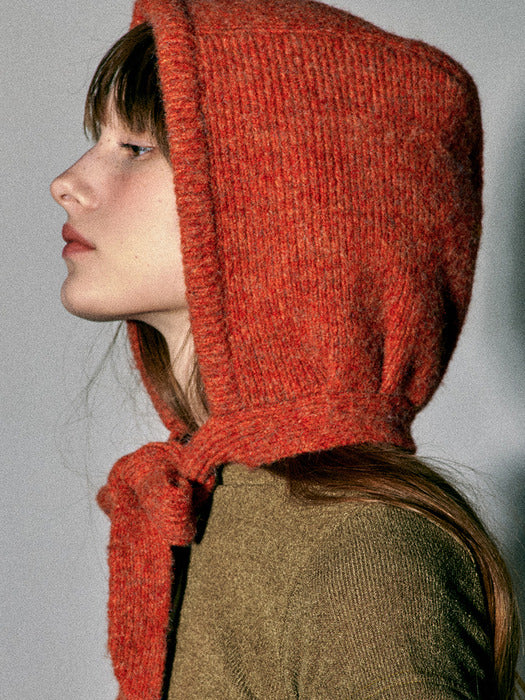 MIXED RIBBON BALACLAVA_ORANGE RED