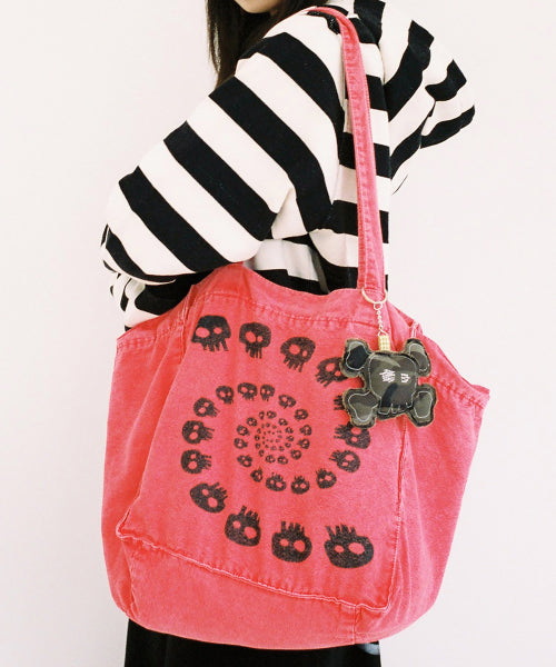 Tornado Skull Tote Bag - Red