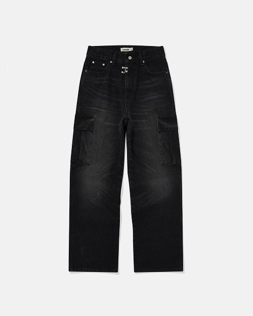 Miner cargo denim pants / Washed black