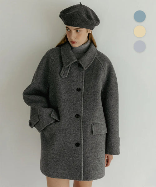 [3COLORS] CLASSIC WOOL HALF COAT