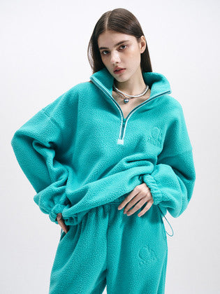NEW TEDDY ZIP UP/TURQUOISE