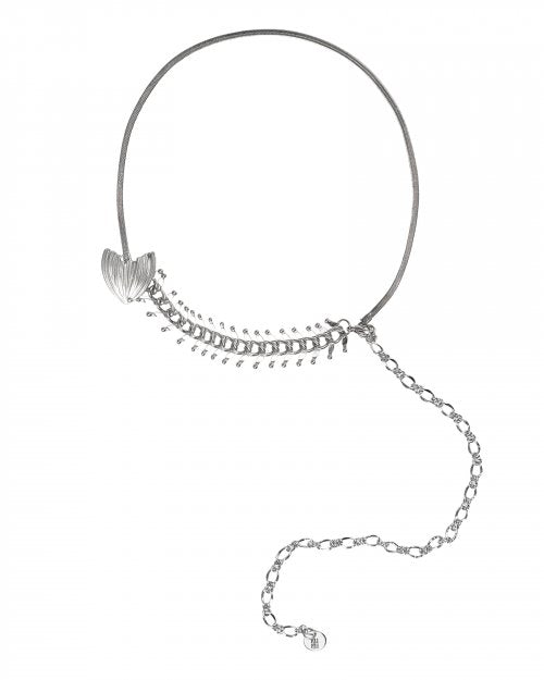 Silver fish bone necklace