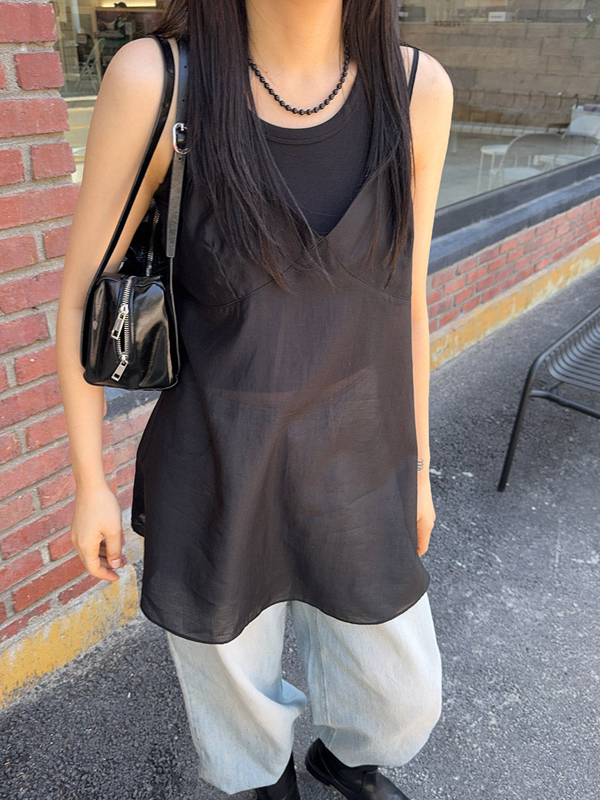 Seno [Order Volume BEST] See-through Layered Organza Dwayne Sleeveless Dress (4 colors)