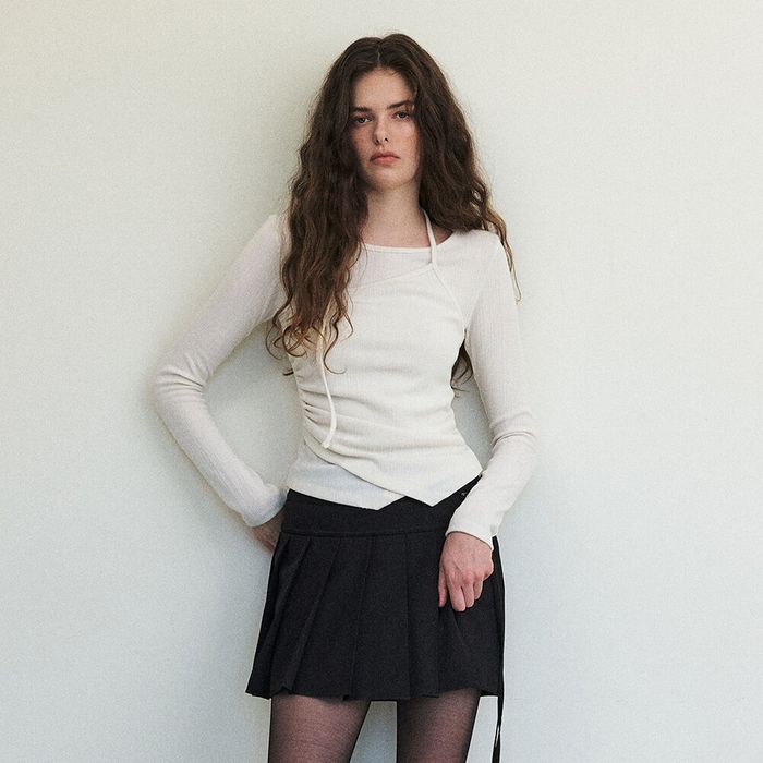 Layered Halter Strap T-Shirt, Cream