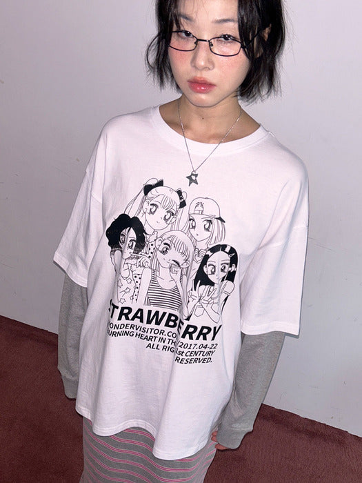 ガールズPENレイヤードロングスリーブTシャツ[ホワイト]