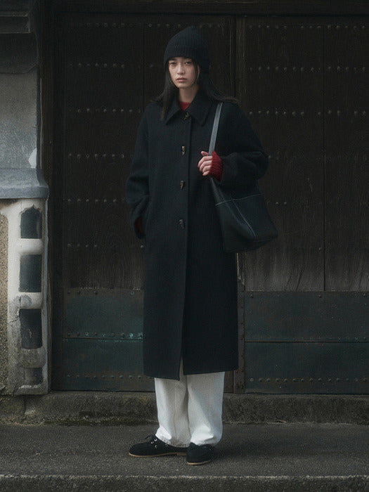 DUFFLE HANDMADE LONG COAT_BLACK