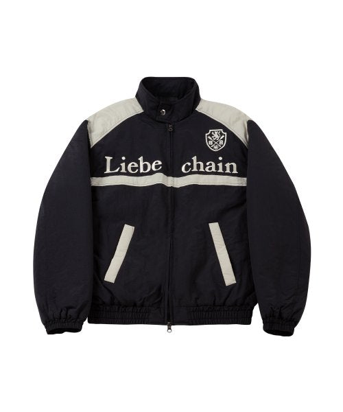 Nylon Embroidered Color-Block Racing Jacket - Black