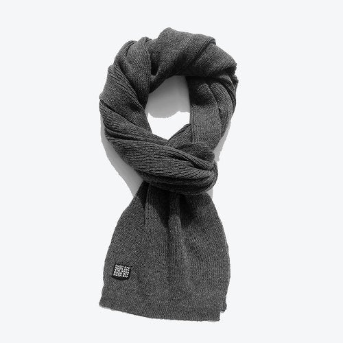 Casual Soft Ribbed Wool Scarf - Gray