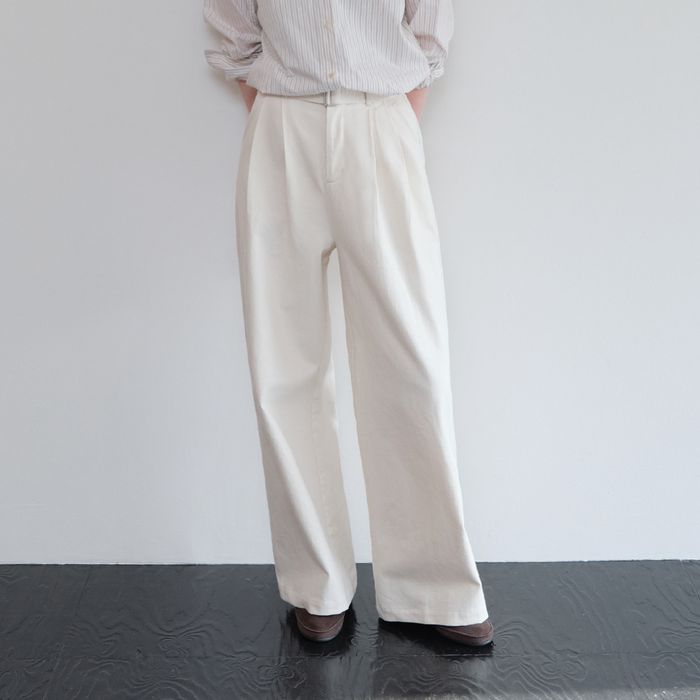 Belted denim pants_Ecru