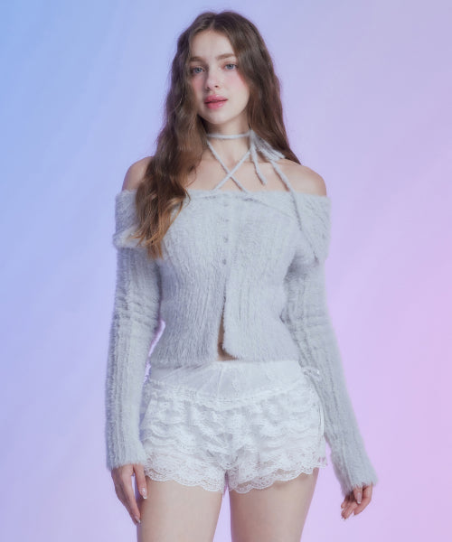 MF Prina Off-Shoulder Cardigan - Gray