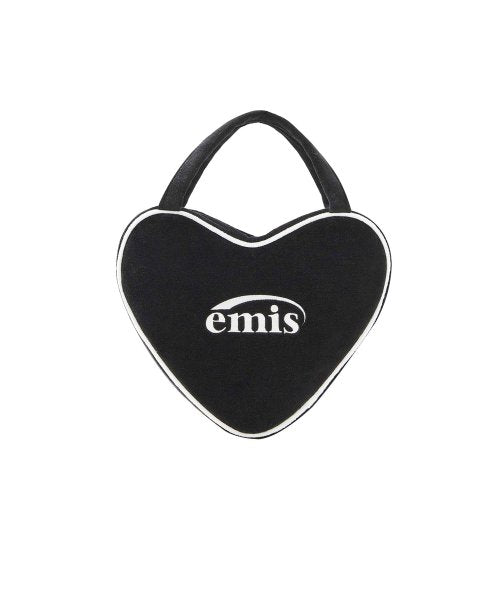 Velour Heart Tote Bag-Black
