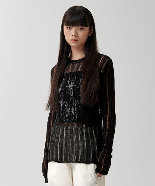 TATTOO CROCHET KNIT BLACK(MG2FMFK615A)