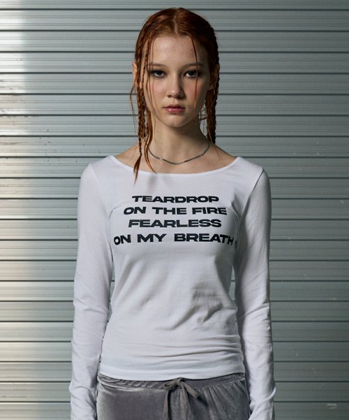 Lettering Slim L/S Tee [White]