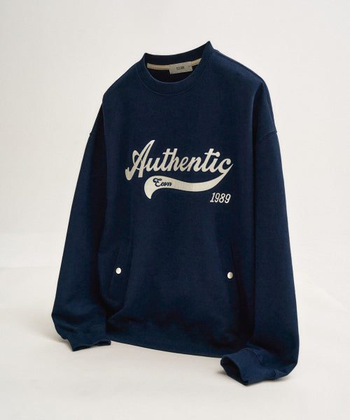 Authentic Appliqu챕 Embroidered Sweatshirt_Navy