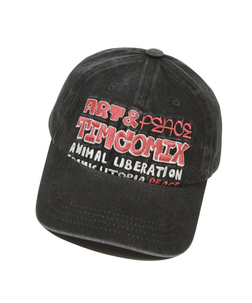 Vintage Art and Peace Graphic Cap_Charcoal