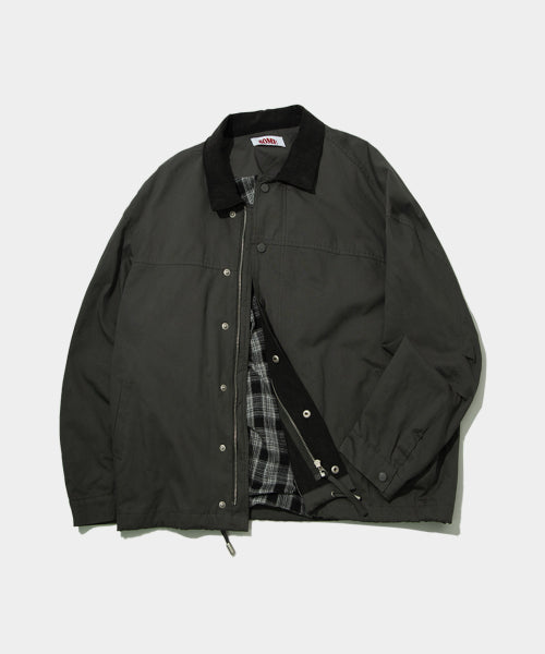 SOME PLACE color-blocked corduroy collar barber hunting trucker jacket jumper [Charcoal] - Size & Review | MUSINSA