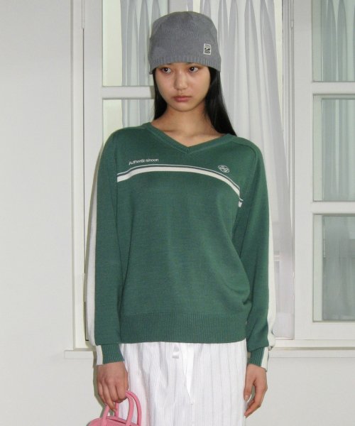 TRACK AUTHENTIC V-NECK KNIT (GREEN)
