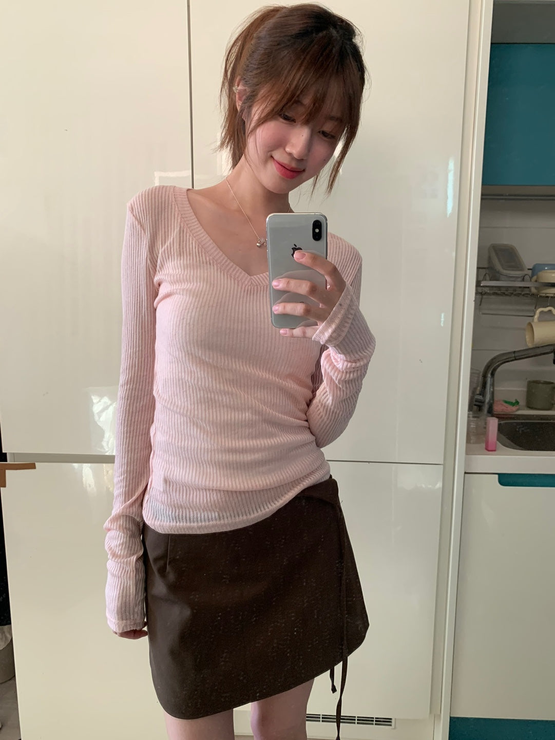 Bow archive v-neck long sleep