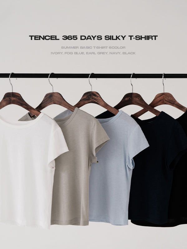 Slow & [Best Restock] #SLOWMADE. Tencel 365 days Silky T-shirt - 6 colors