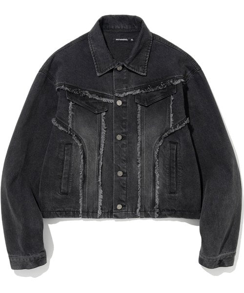 Cut Off Crop Denim Jacket - Black