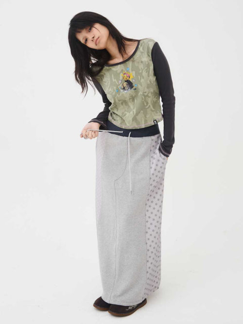 Starry Maxi Skirt Gray