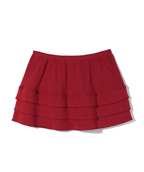 Eyelet Frill Skirt Red