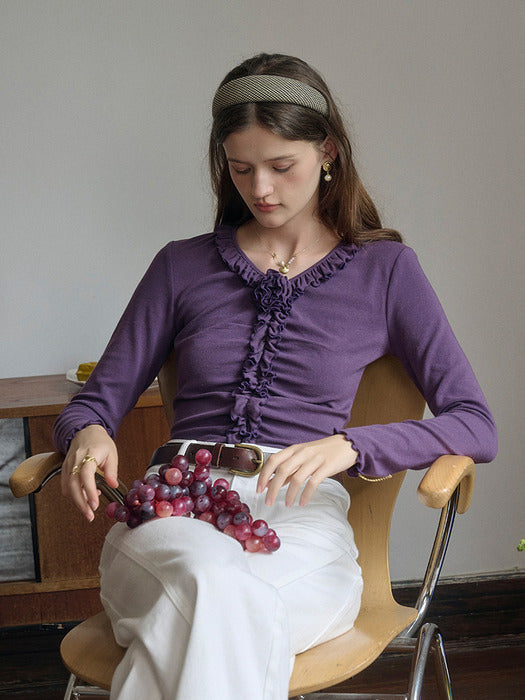 SR_Ruffle long sleeved slim top