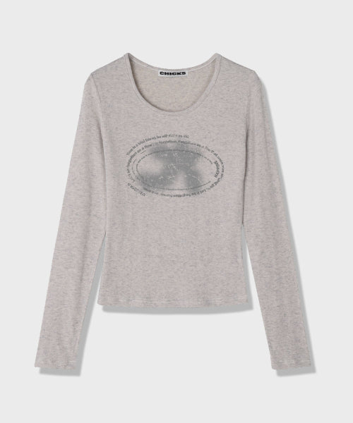 ハピネス ロングスリーブ Tシャツ ホワイト メランジ