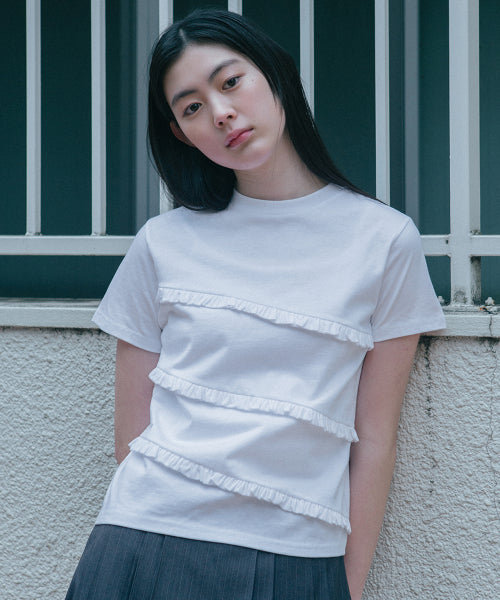 OHESHIO frill t-shirt (white) - Size & Review | MUSINSA