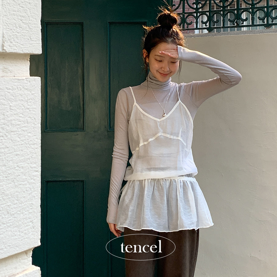 Arthur's Day [Wang Kang Chuu 💗 Thin and Slim] Wendy Layered Dress Waist Ribbon Bustier Dress String Dress Sleeveless Mini Dress Blouse Frill Blouse See-Through Women's Fit Inner Item Layered Blouse Sleeveless Blouse Guest Look