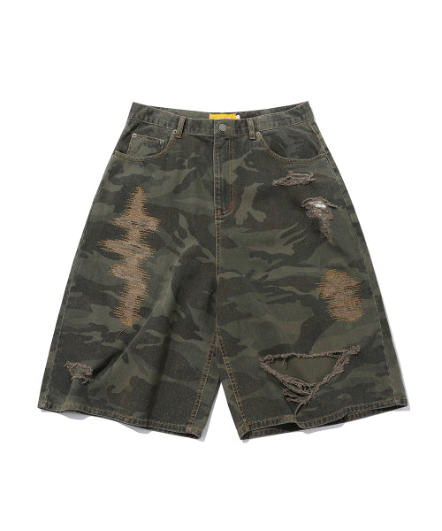 Destroyed Camo Shorts (Vintage Khaki)