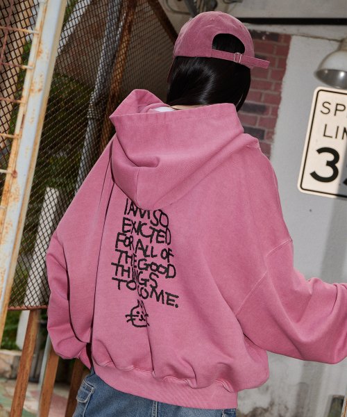 Symbol logo drawing lettering dyeing hood PINK