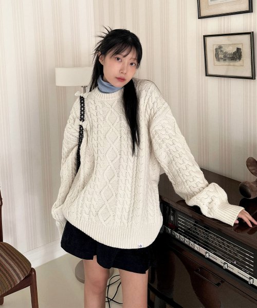 (UNI) Wool Fisherman Sweater_IVORY