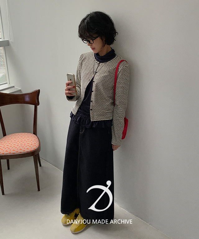 Daily JU [Sold exclusively for 100,000 units/MADE] Demos washed denim long skirt (denim/cotton) (New spring product)