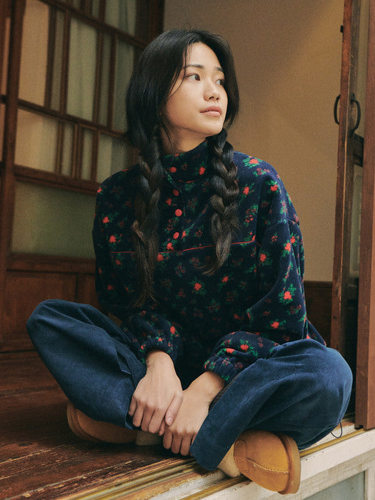 Floral Fleece_navy