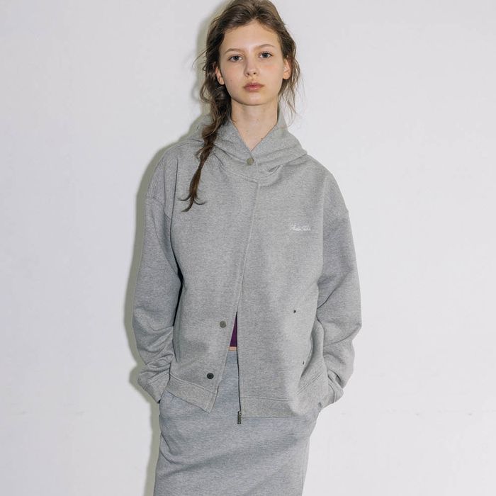 TWO-WAY JERSEY HOODIE, GRAY