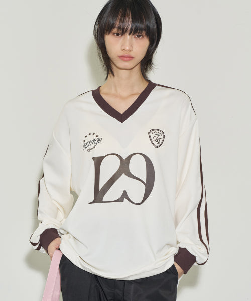 129 V-neck Jersey Long Sleeve Cream